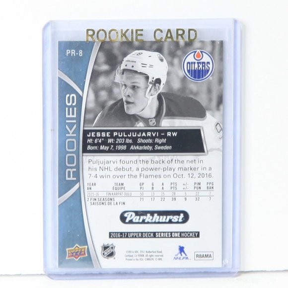 Jesse Puljujarvi Parkhurst Silver Rookie Card 2016/2017 Edmonton Oilers - PR-8 - Picture 2 of 4